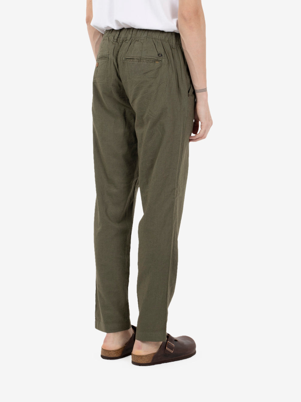 Pantaloni in misto lino army green