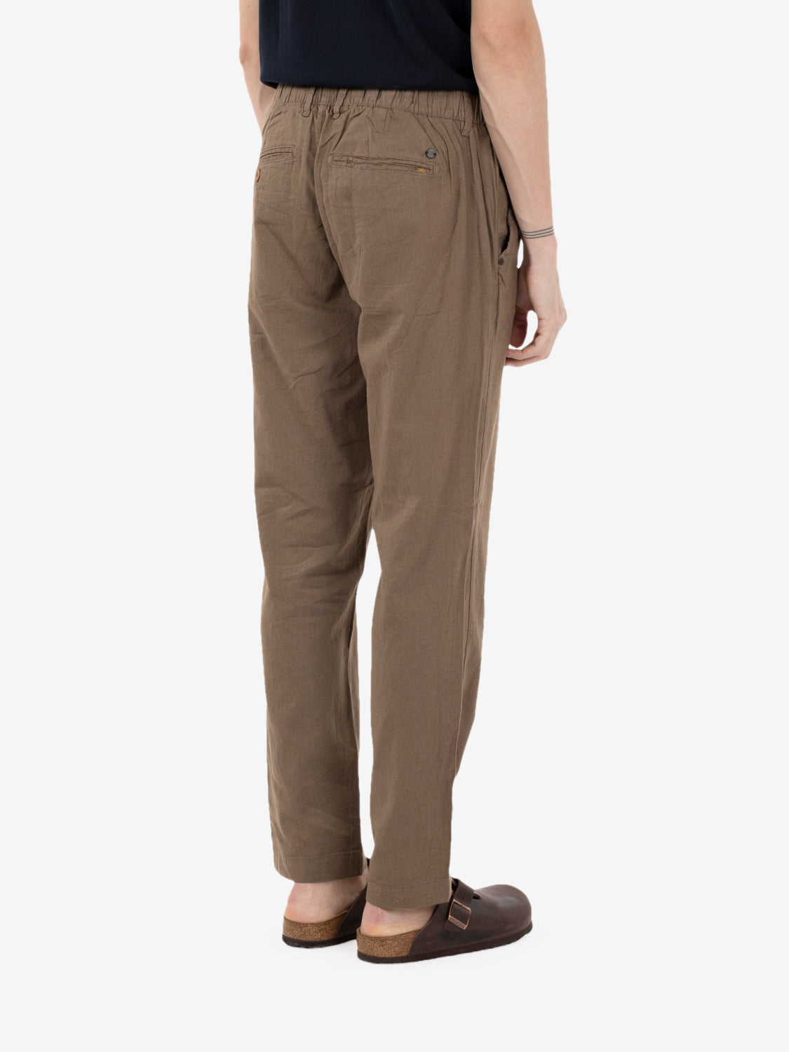 Pantaloni in misto lino mud
