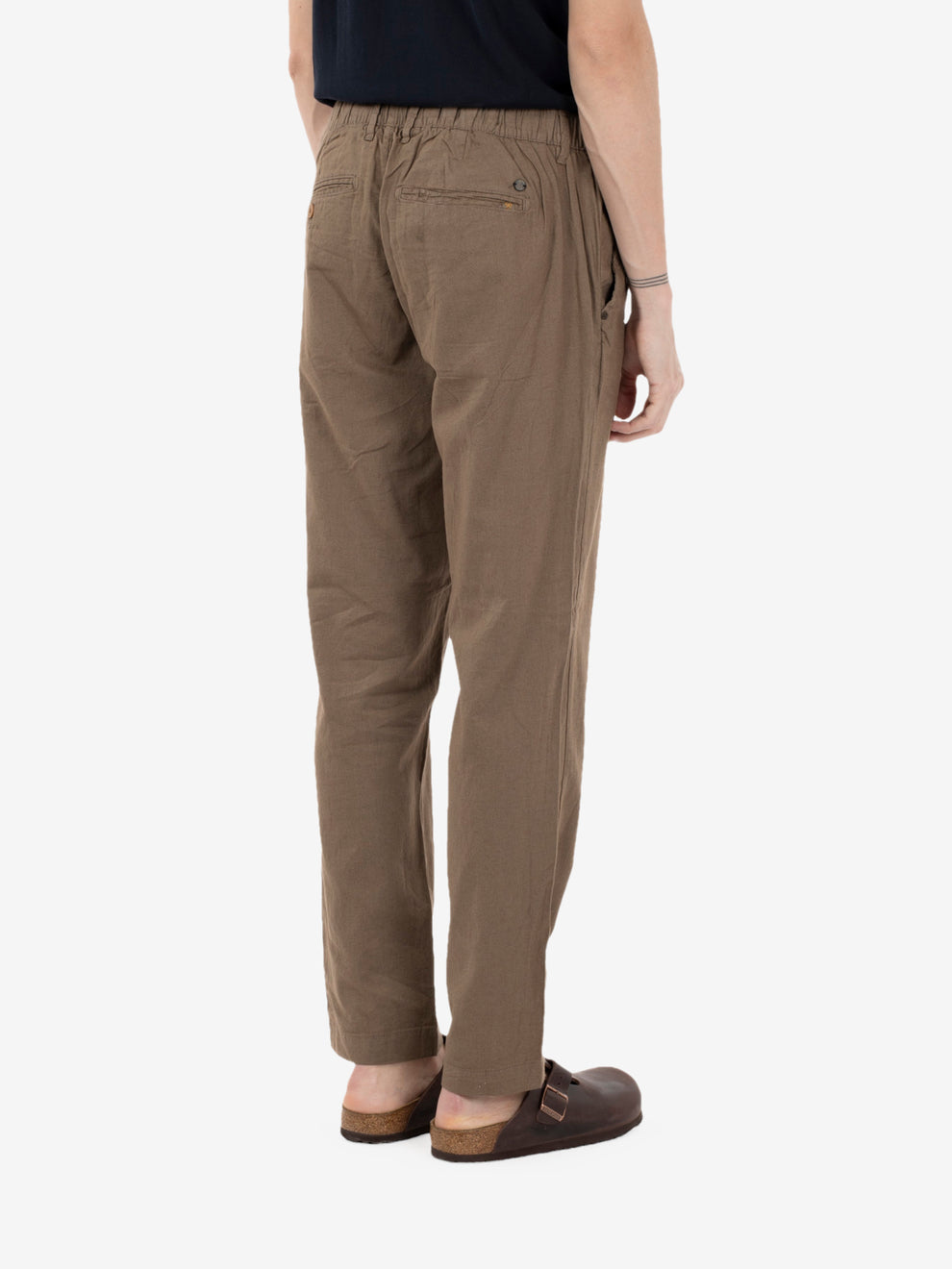 Pantaloni in misto lino mud