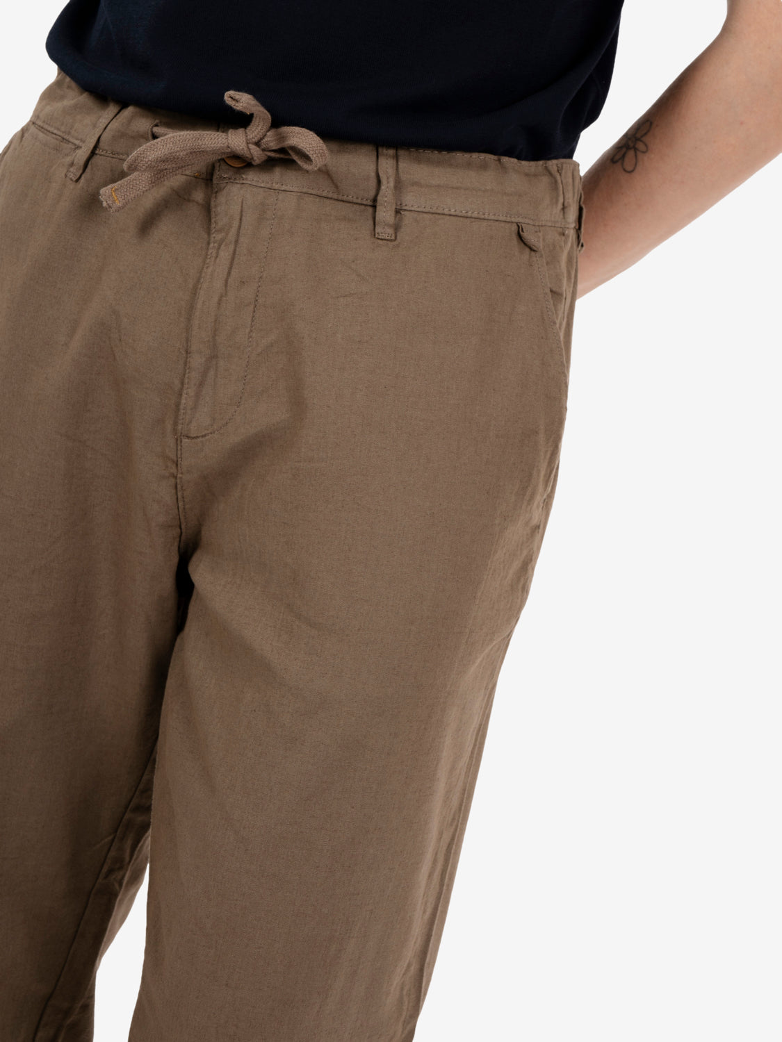 Pantaloni in misto lino mud