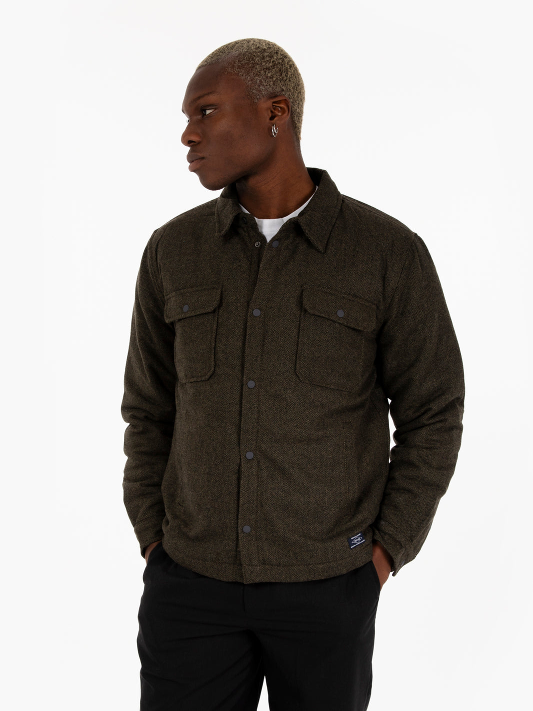 Green wool overshirt