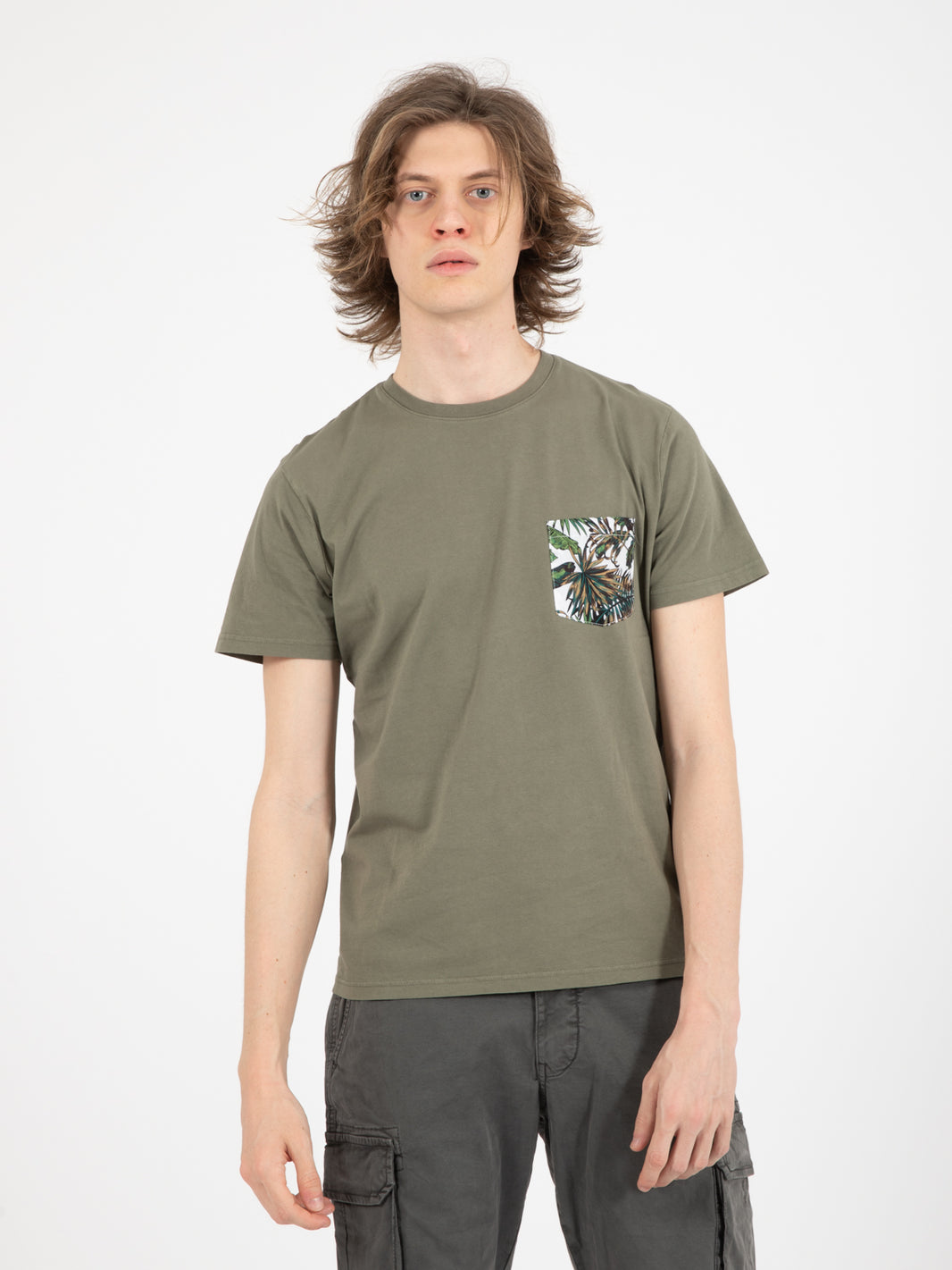 Green patterned pocket T-shirt