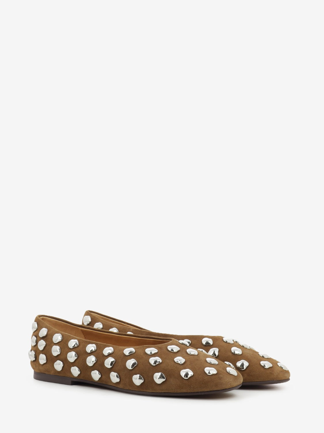 Chestnut studded ballet flats
