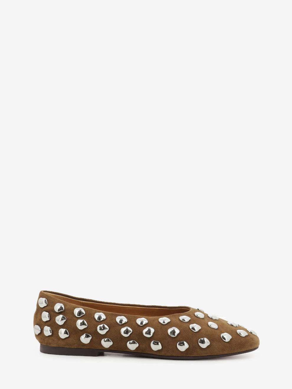 Chestnut studded ballet flats