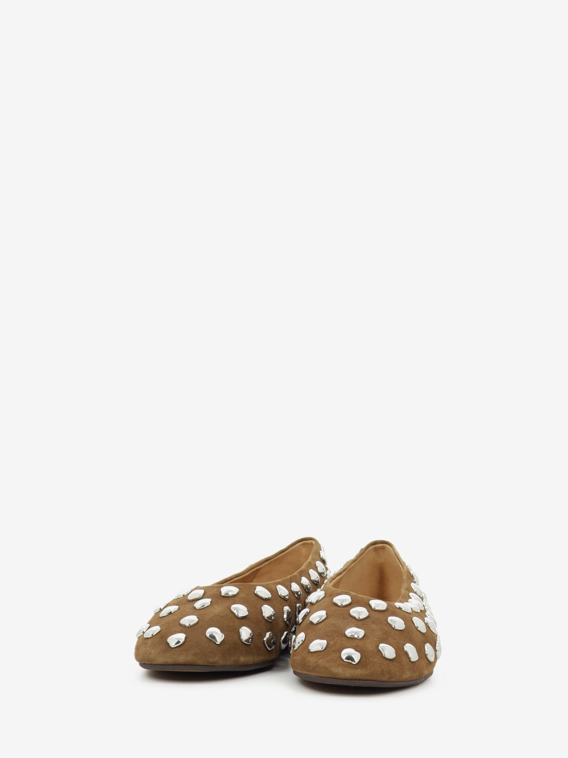 Chestnut studded ballet flats