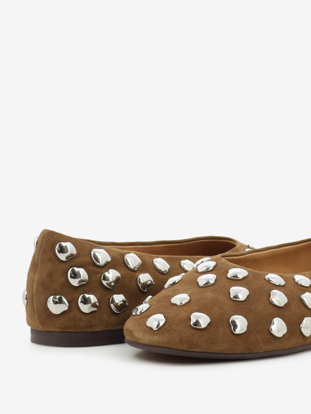 Chestnut studded ballet flats