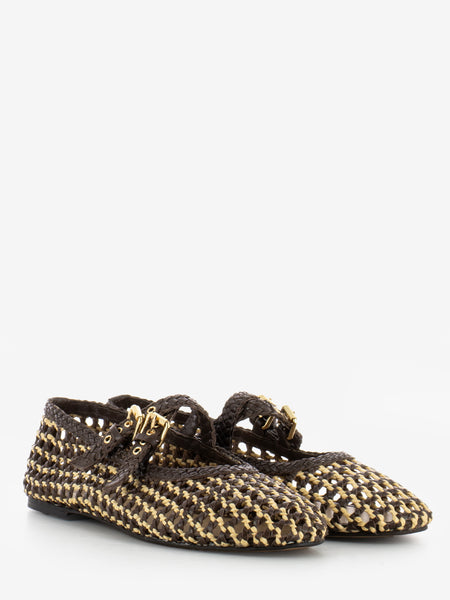 Ballerine a intreccio con fibbie chocolat goat