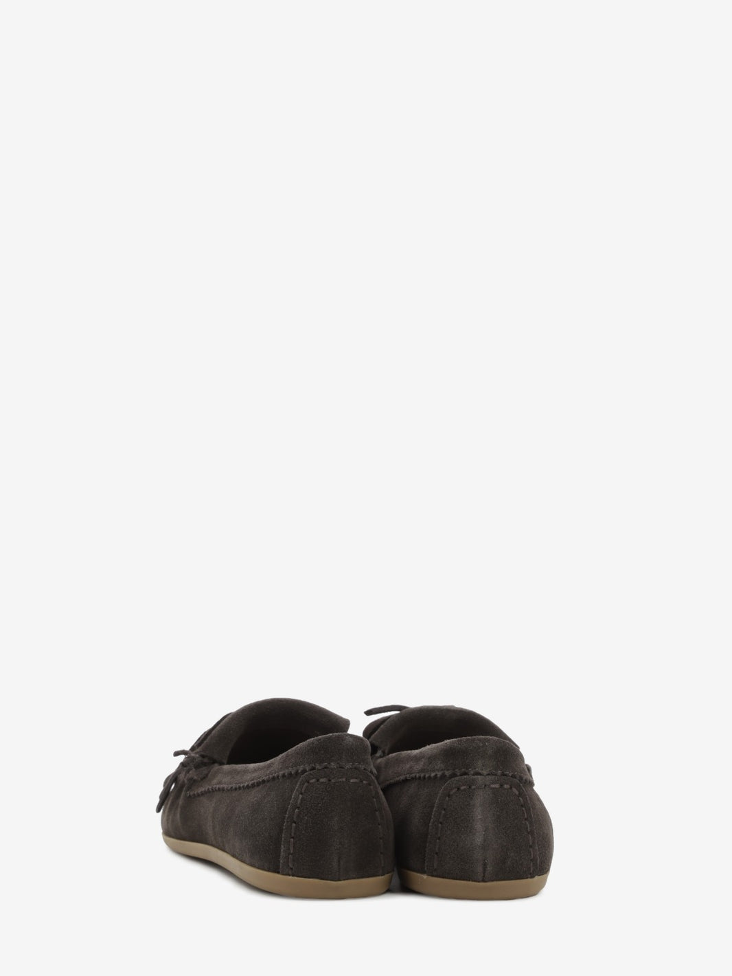 Mocassini in camoscio con frange mogano