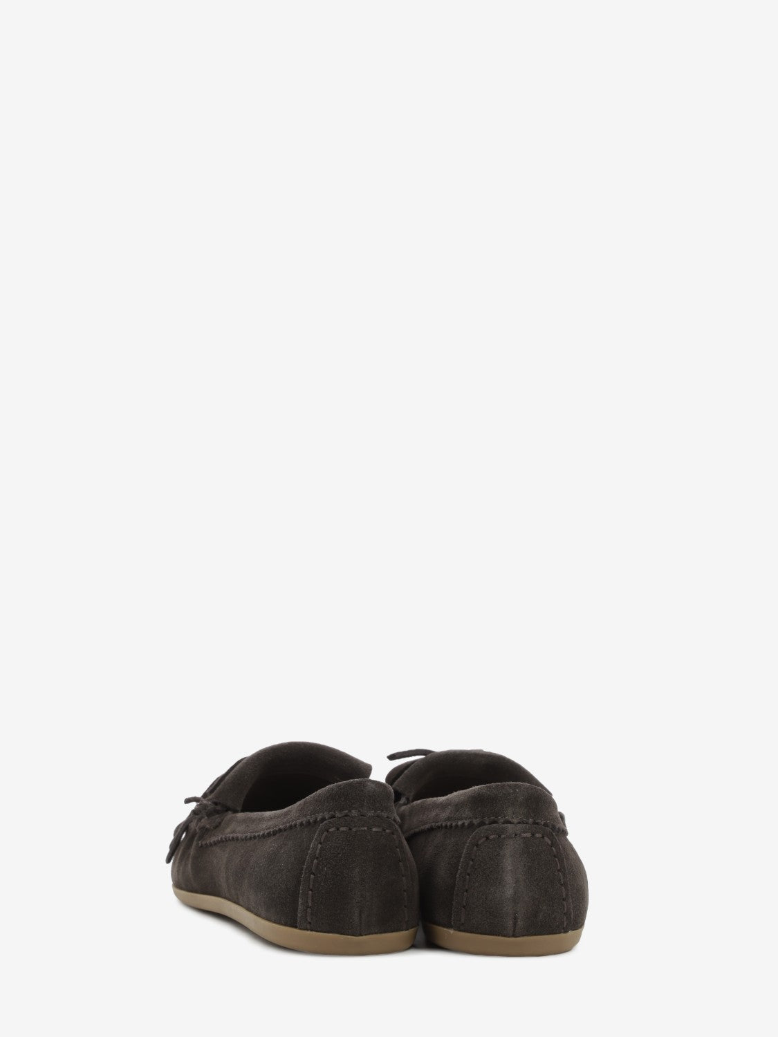 Mocassini in camoscio con frange mogano