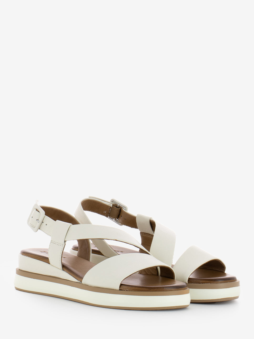 Cream oblique band sandals