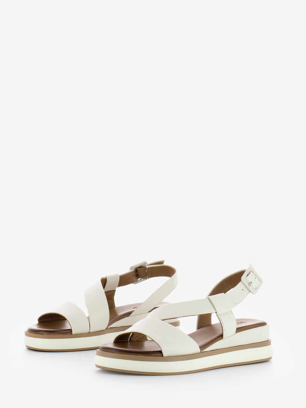 Cream oblique band sandals