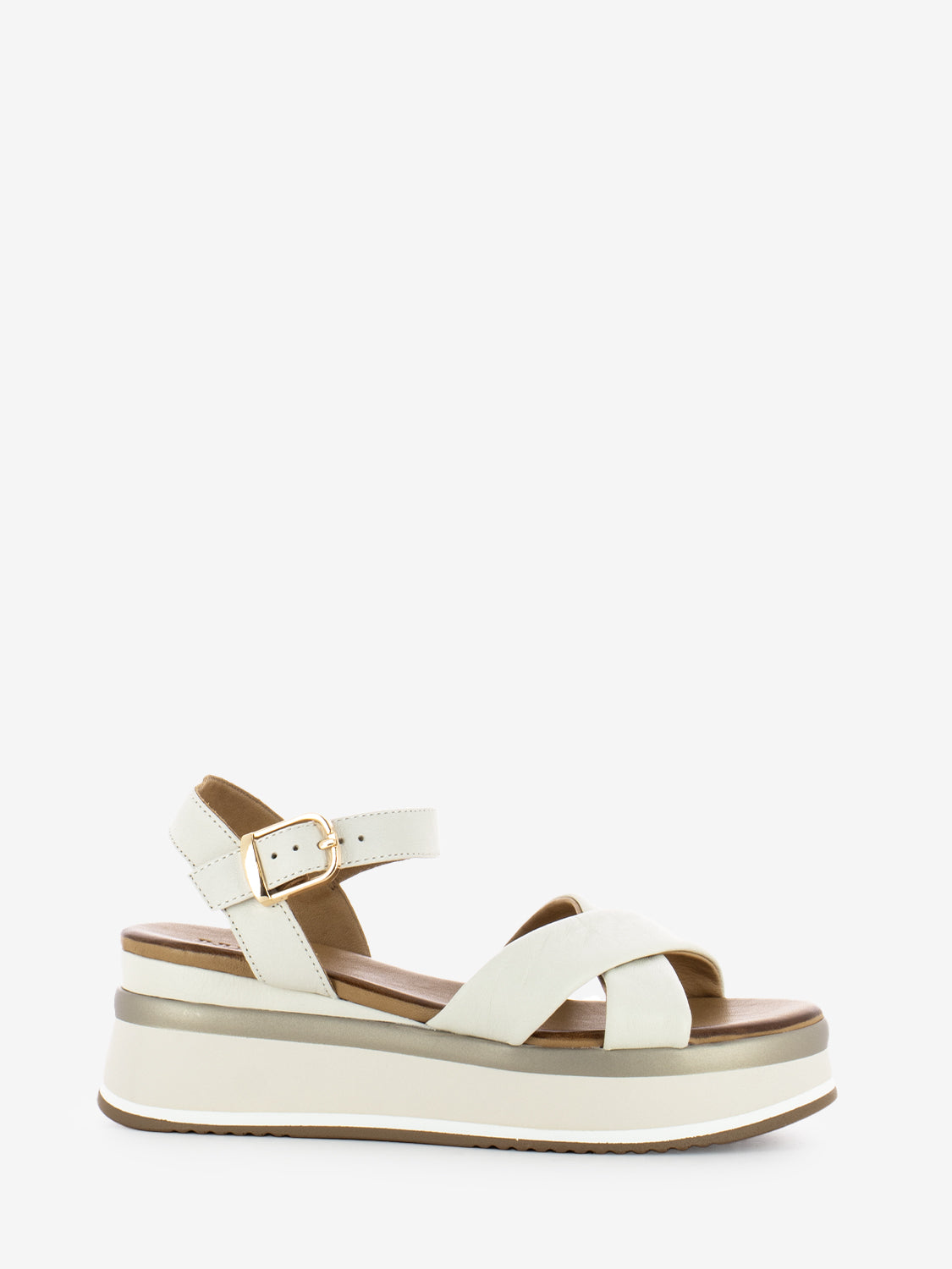 Sandali in pelle con incrocio crema