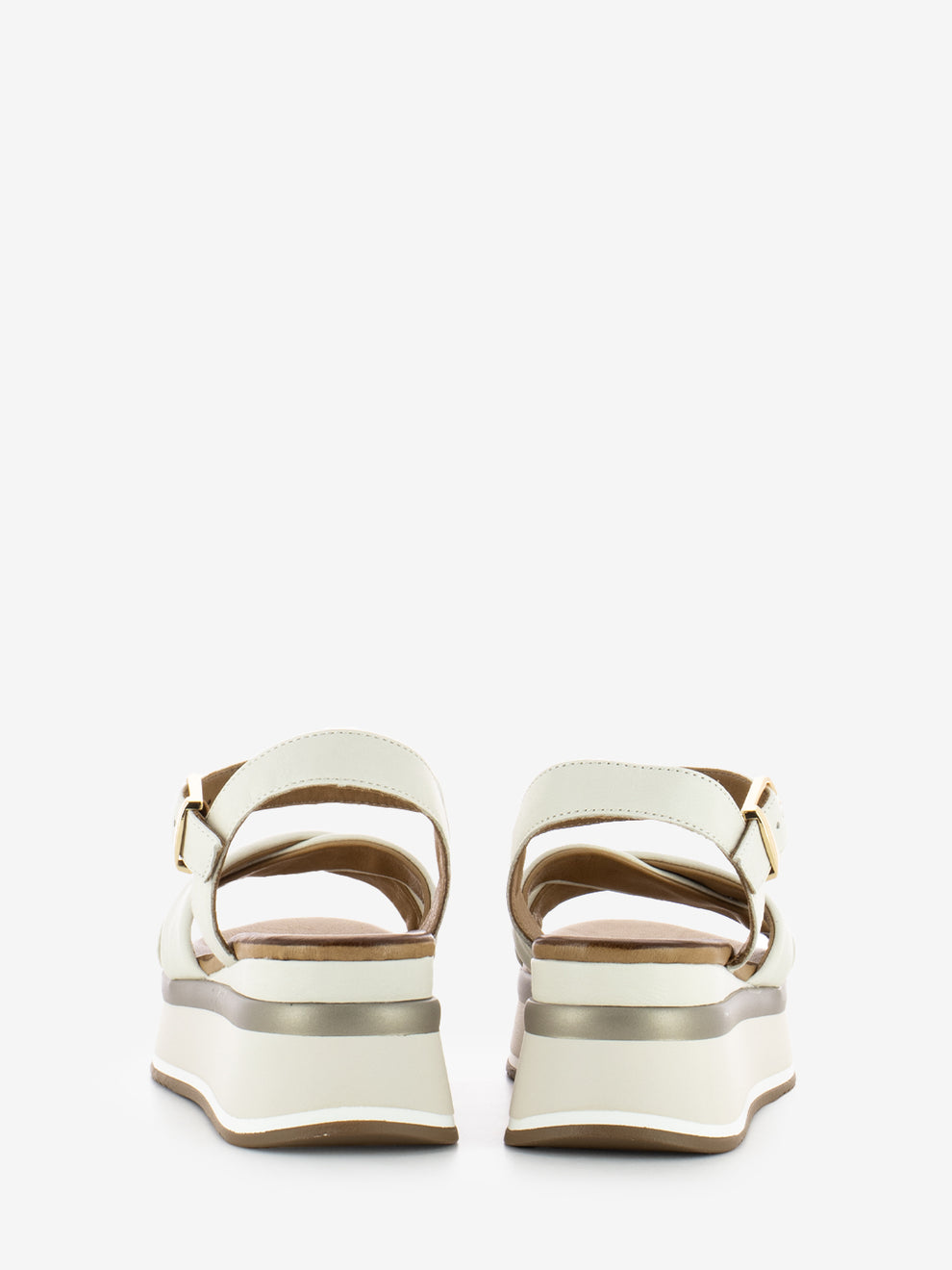 Sandali in pelle con incrocio crema