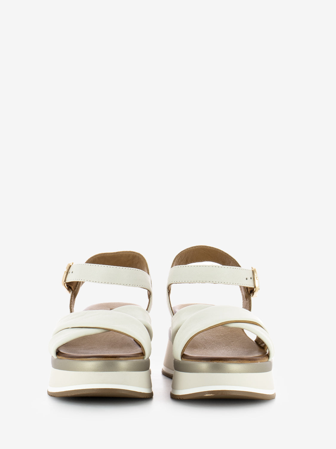 Sandali in pelle con incrocio crema