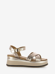 INUOVO - Sandali in pelle con incrocio metallic ash