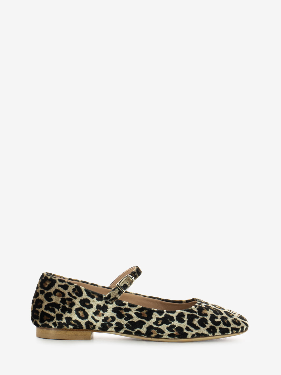 Ballerine con cinturino in velluto leopardo