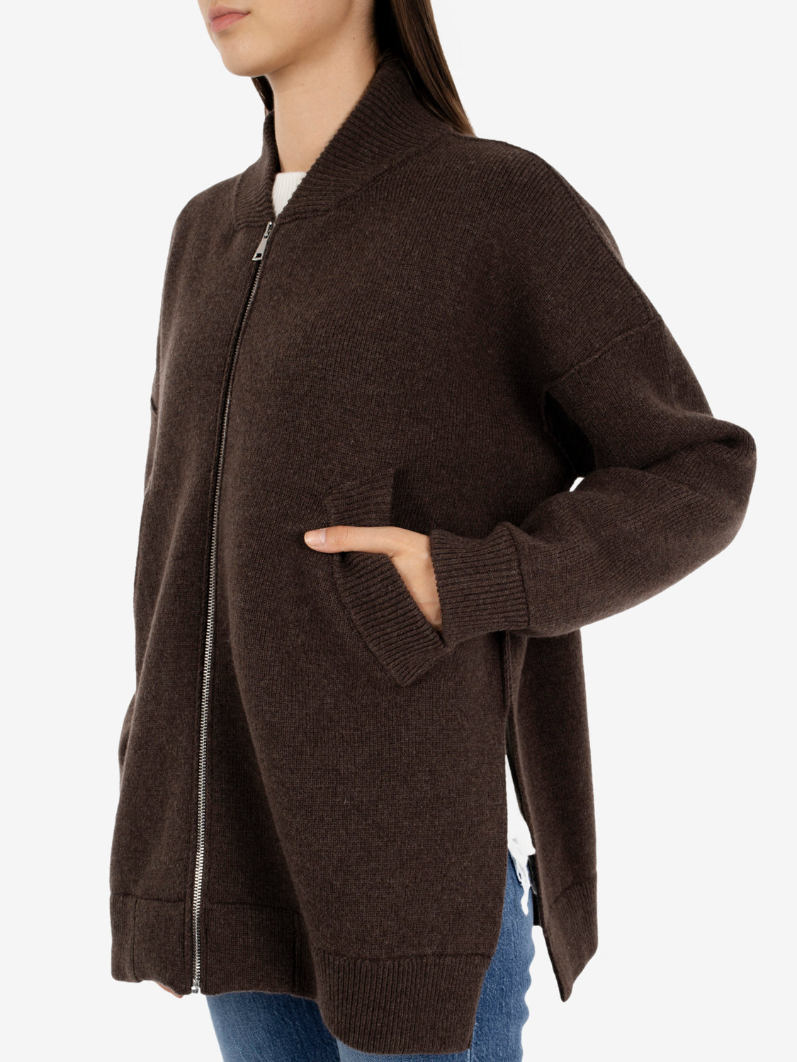 Bomber in maglia caffè