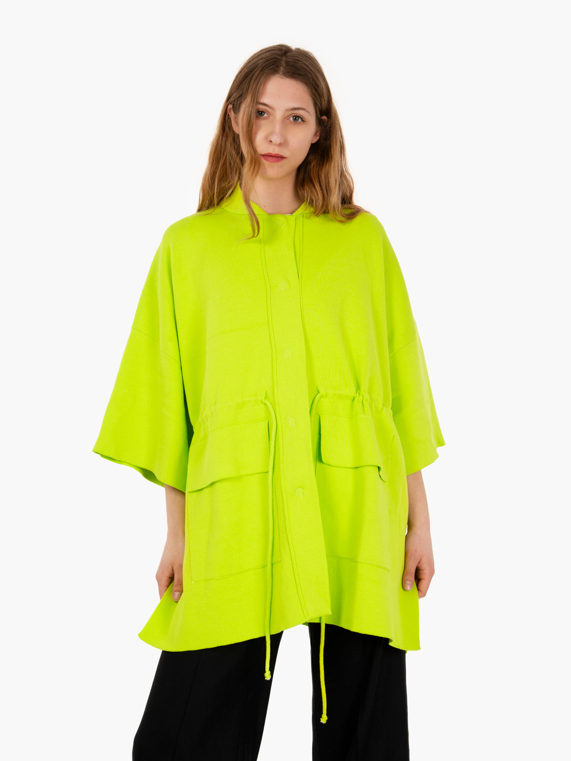 Cappotto in maglia con coulisse lime