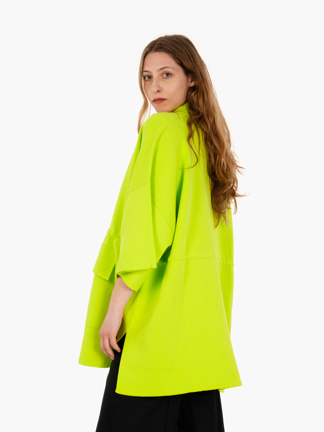 Cappotto in maglia con coulisse lime