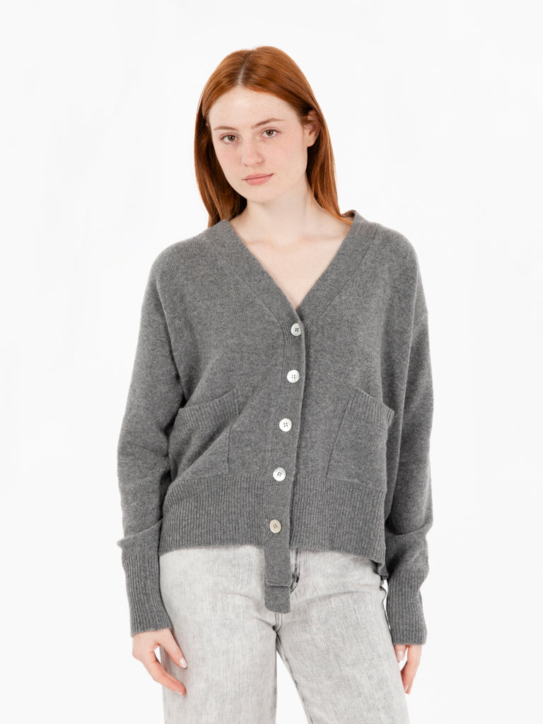 JEI O' - Cardigan con bottoni perlati grigio