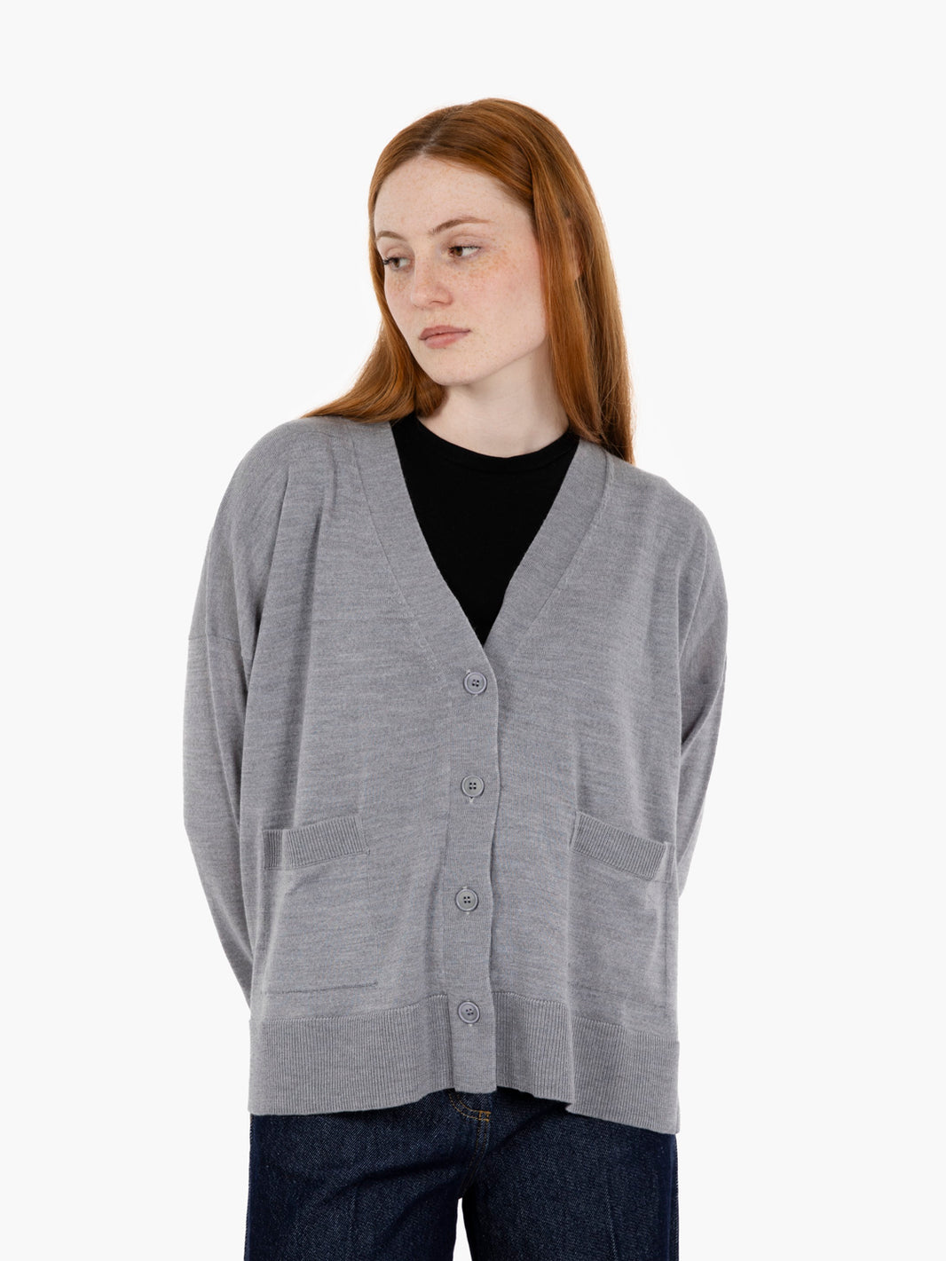 Grey V-neck cardigan