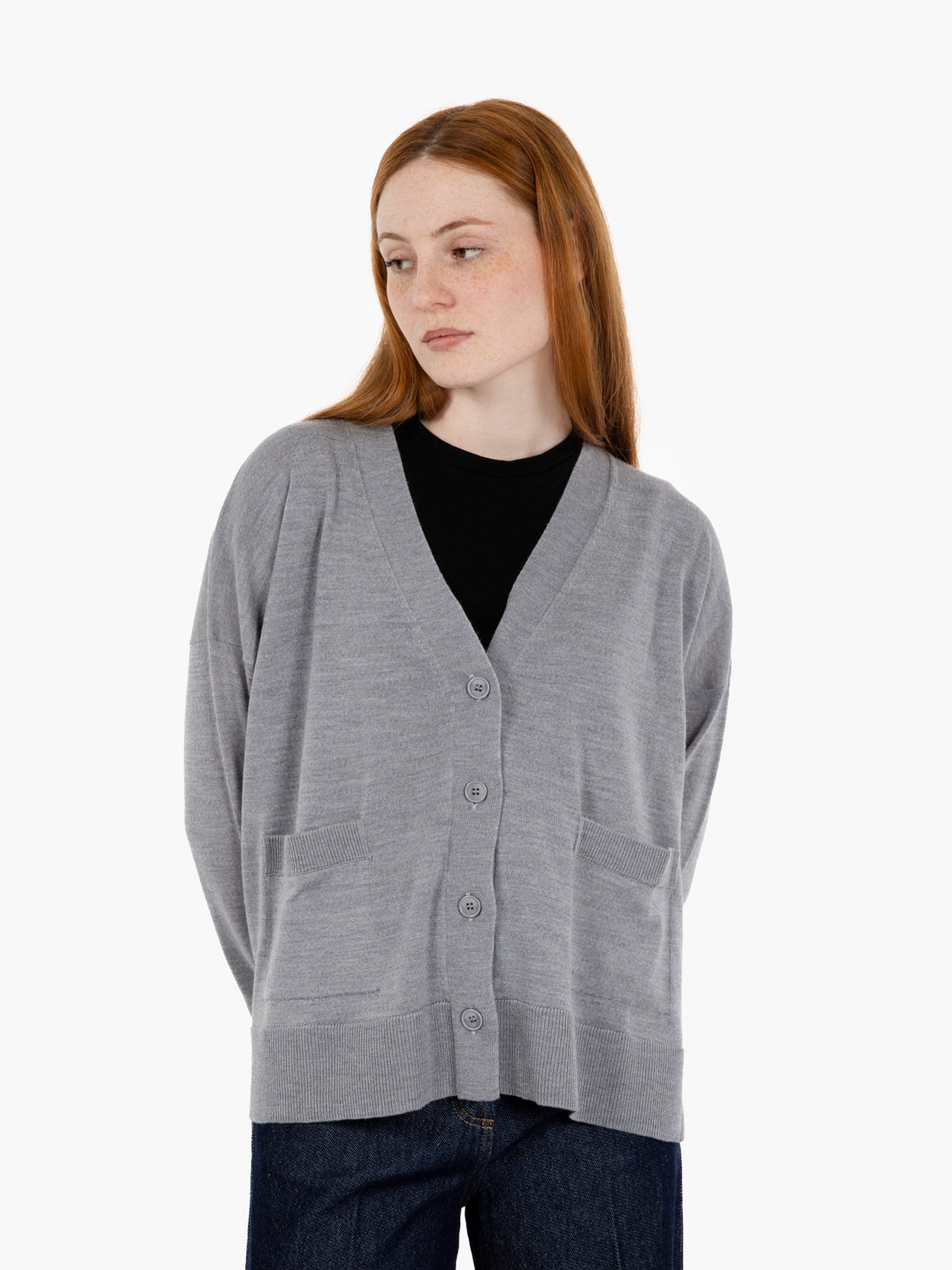 Grey V-neck cardigan