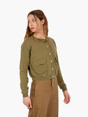 JEI O' - Cardigan con tasche frontali verde militare