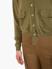 JEI O' - Cardigan con tasche frontali verde militare