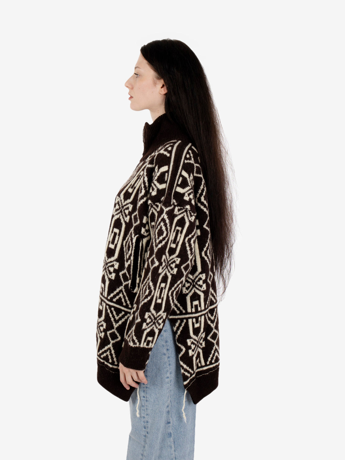Cardigan con zip fantasia caffè
