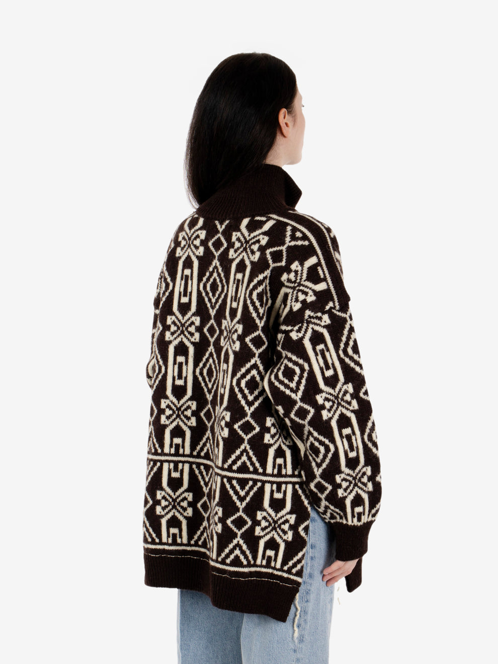 Cardigan con zip fantasia caffè