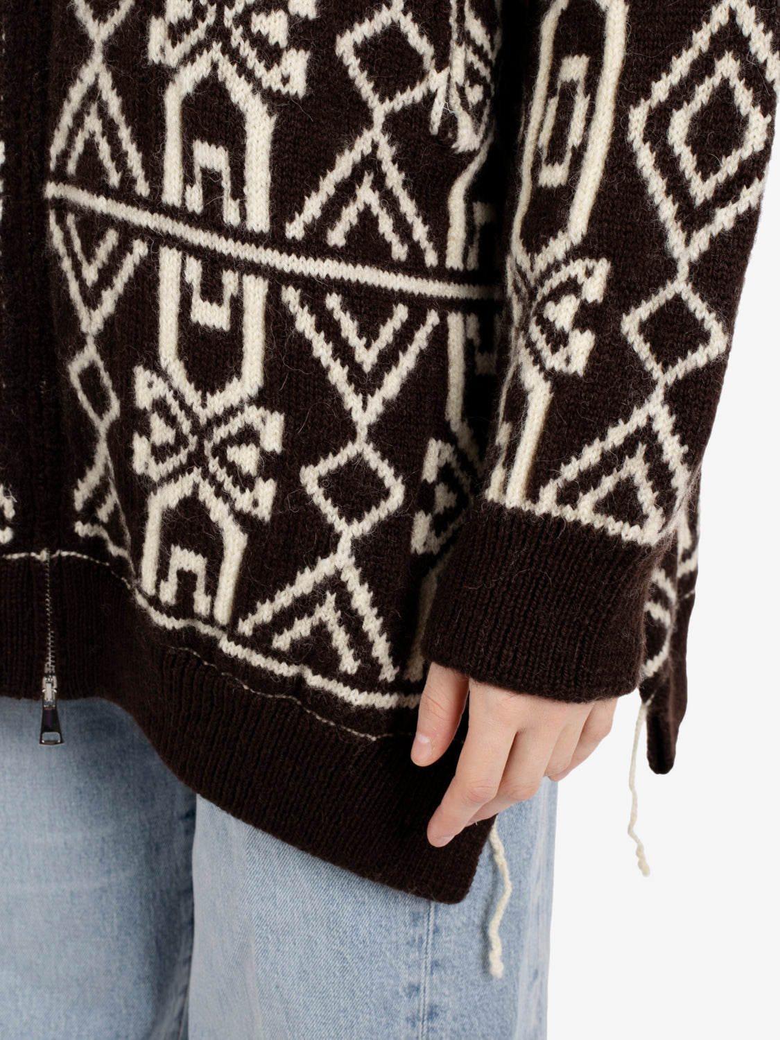 Cardigan con zip fantasia caffè