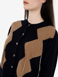 Cinnamon / blue wool blend cardigan