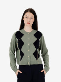 Cardigan in misto lana salvia / blu
