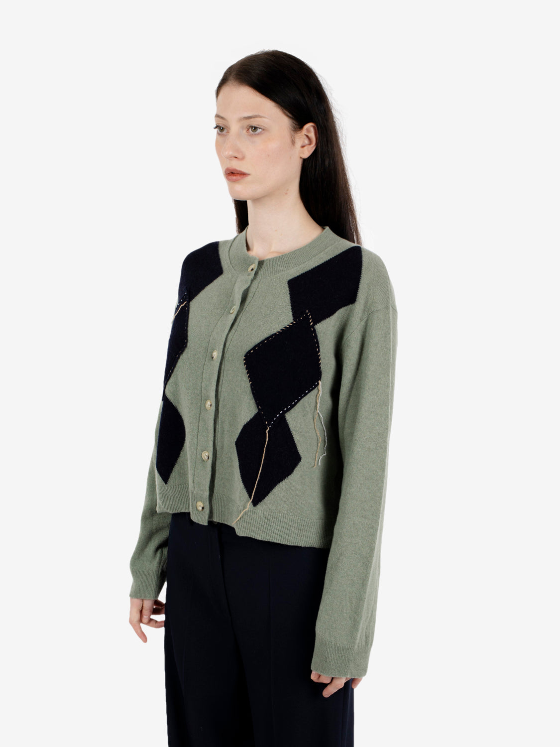 Cardigan in misto lana salvia / blu