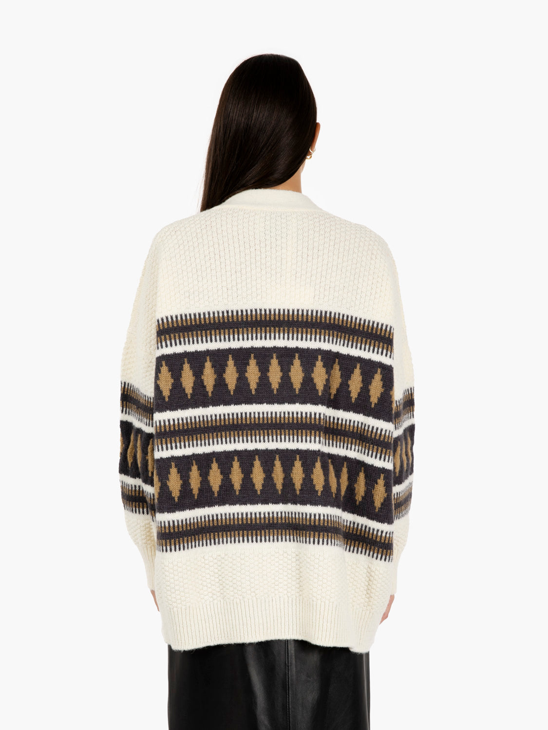 Cardigan jacquard in lana stone