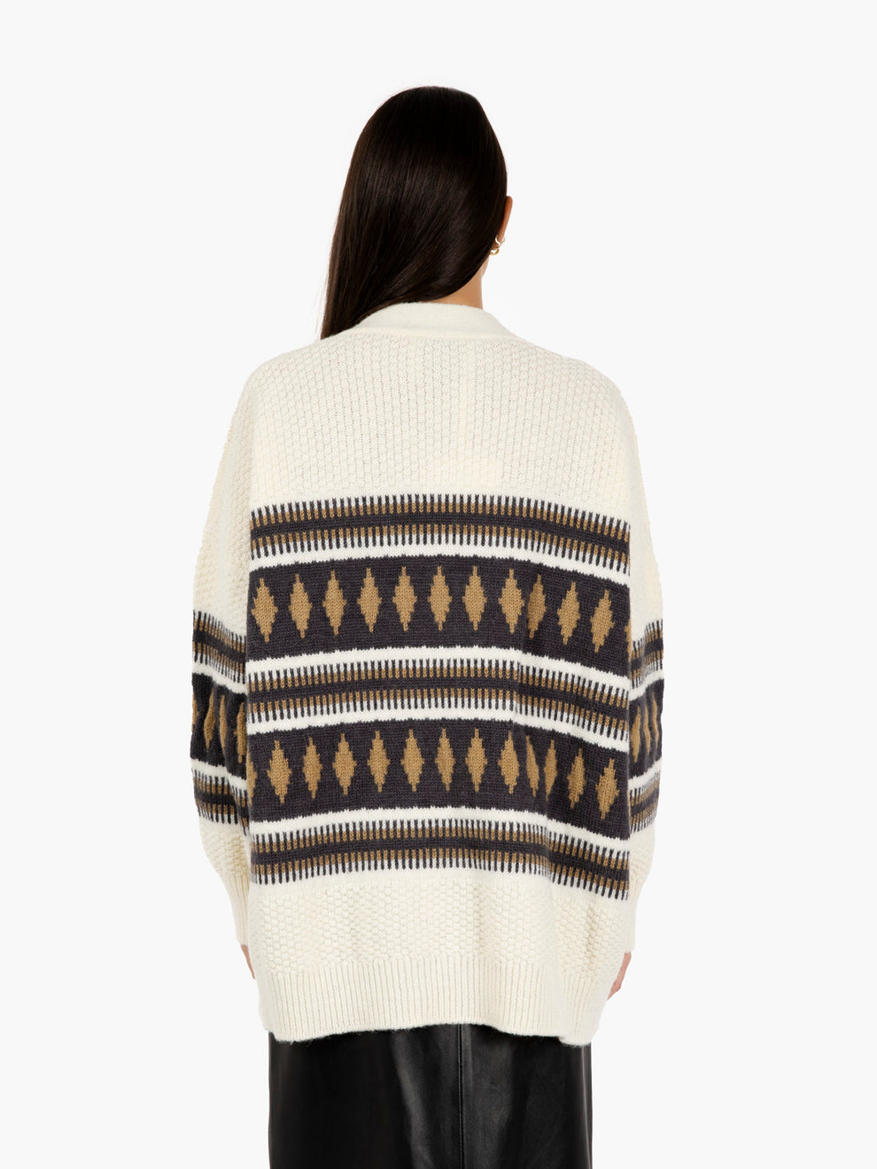 Cardigan jacquard in lana stone