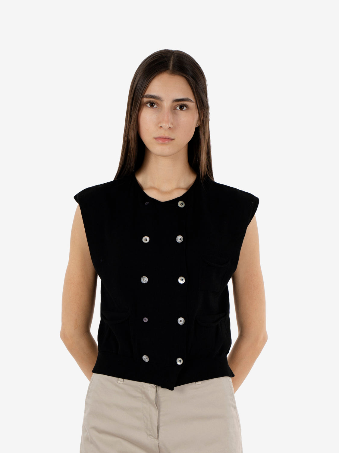 Gilet in maglia doppiopetto nero