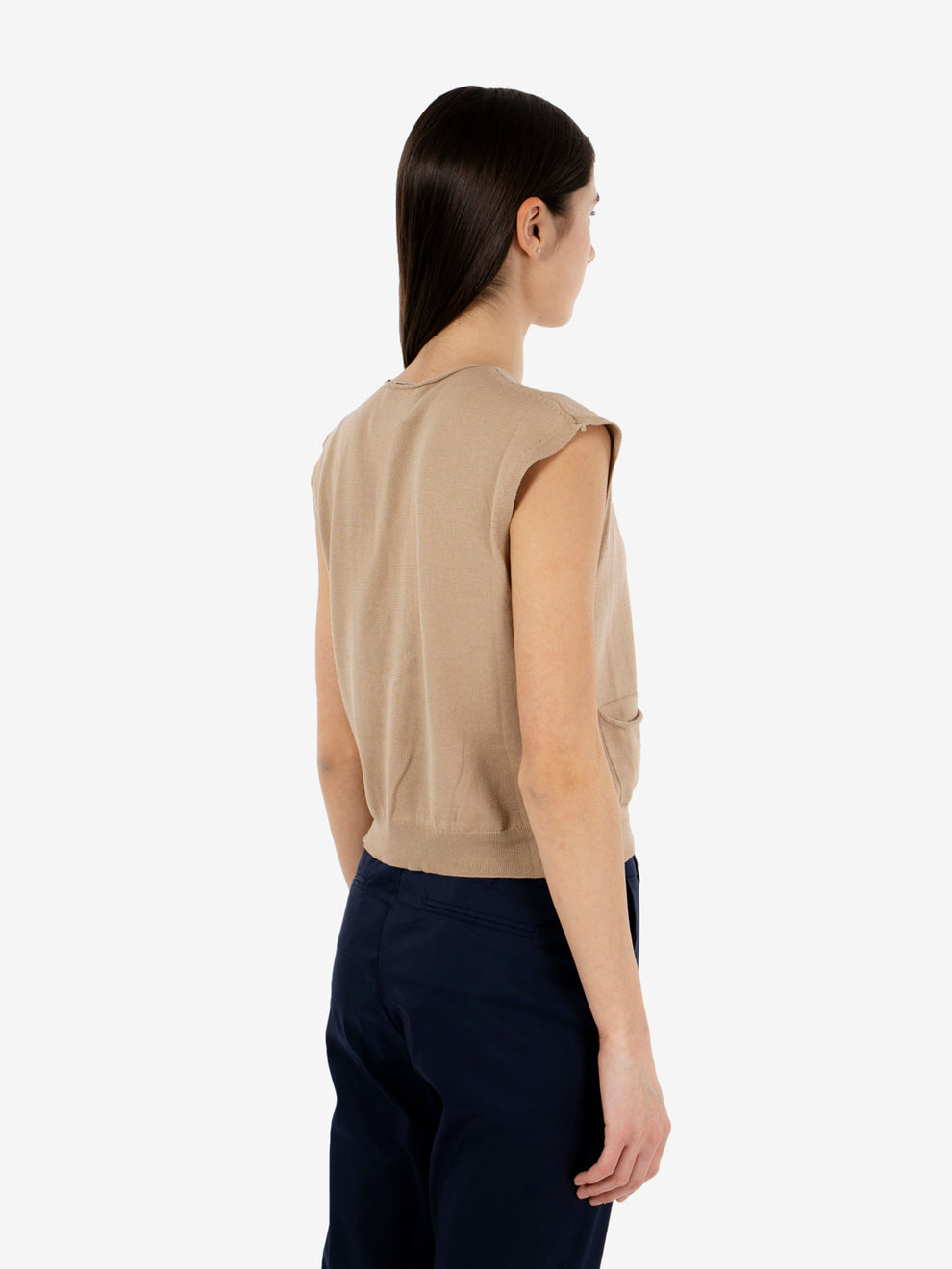 Double-breasted safari knit vest