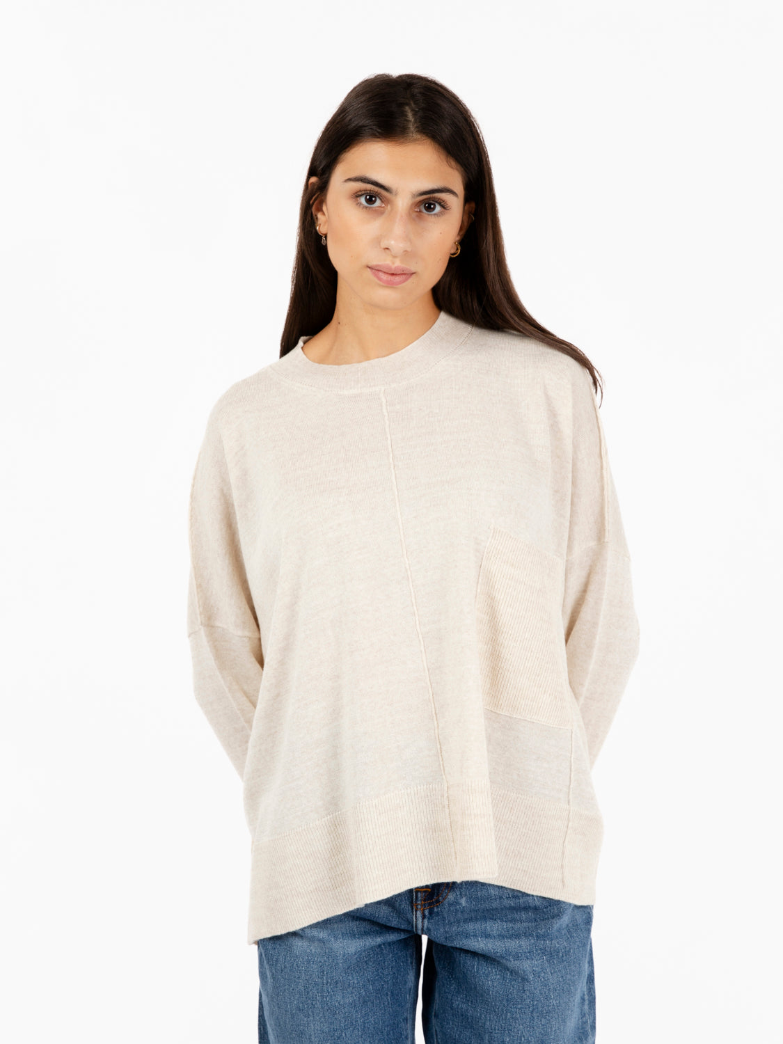 Beige pocket box sweater