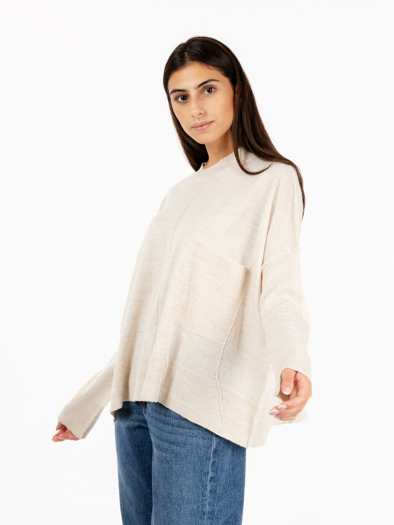 JEI O' - Maglia a scatola con tasca beige