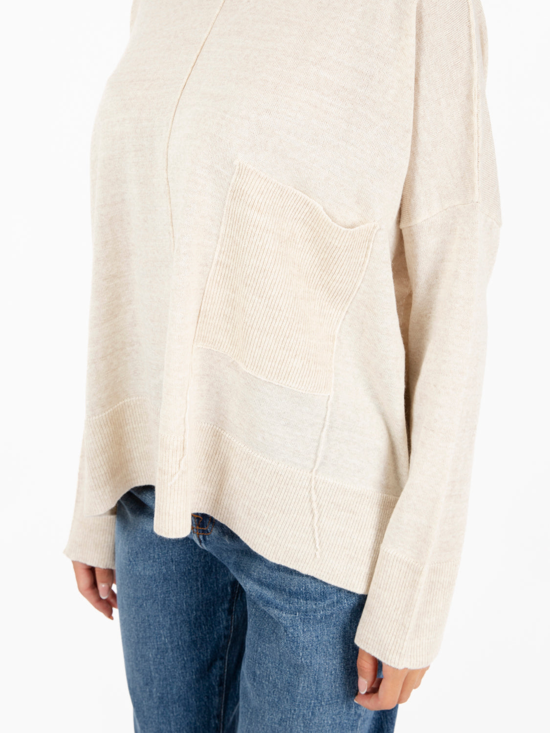 Beige pocket box sweater