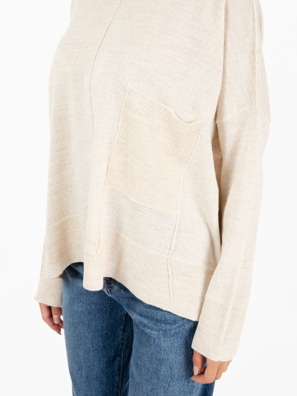 Beige pocket box sweater