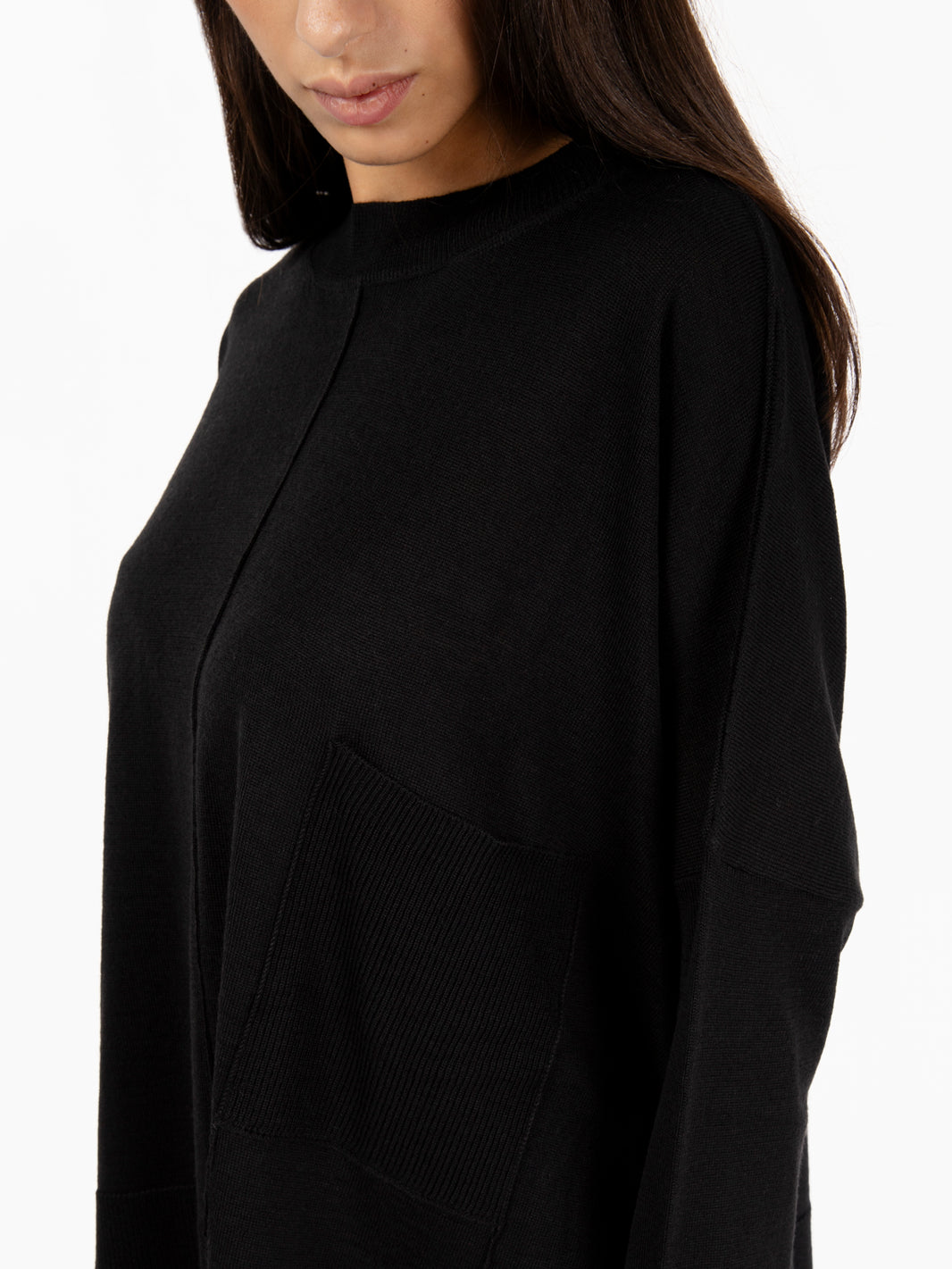 Maglia a scatola con tasca nera