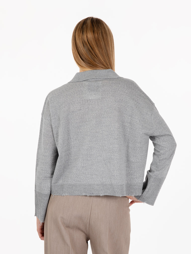 JEI O' - Maglia con colletto reverse grigio