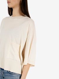 Maglia crop manica 3/4 gesso