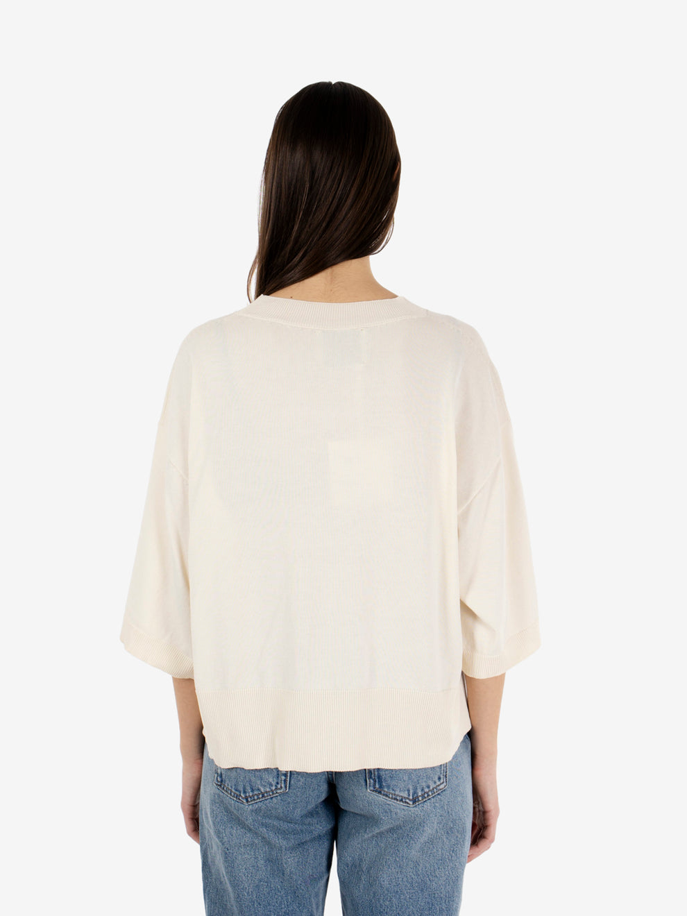 Chalk 3/4 sleeve crop top