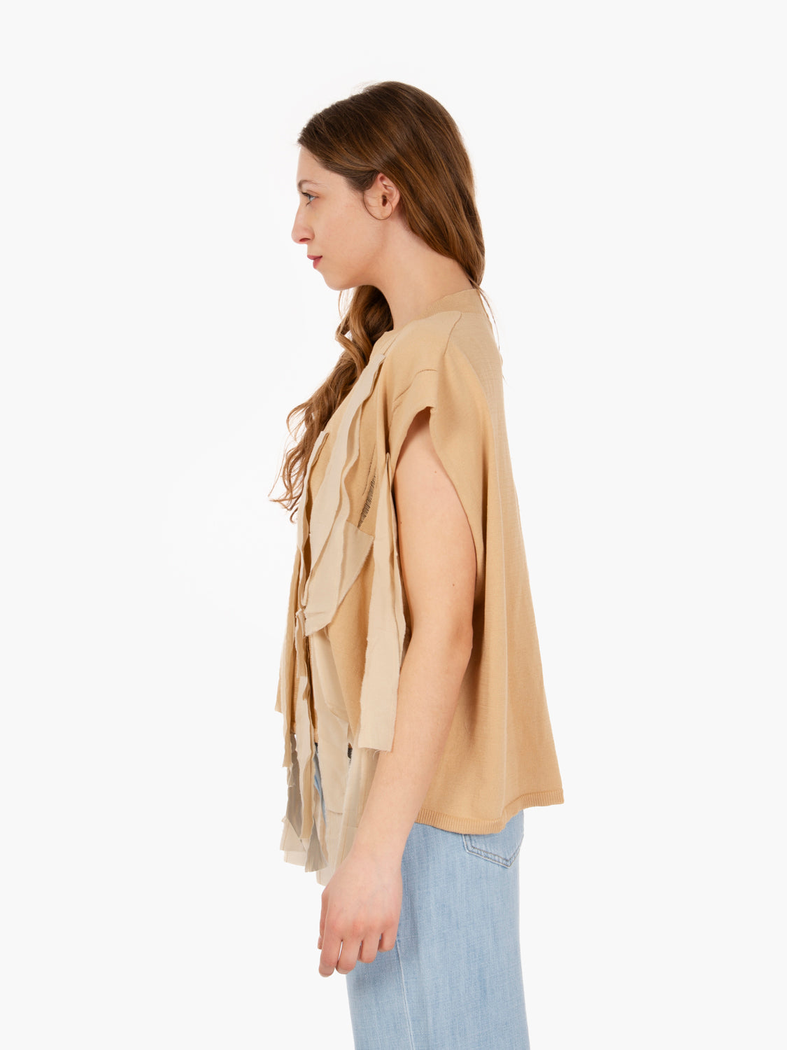 Maglia effetto used con inserti sabbia
