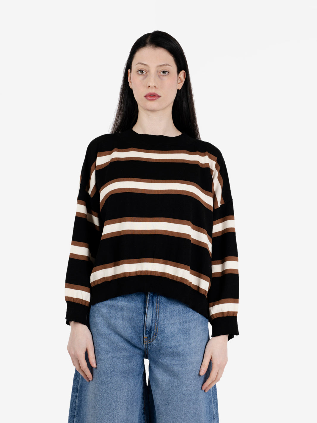 Maglione a righe nero / moro