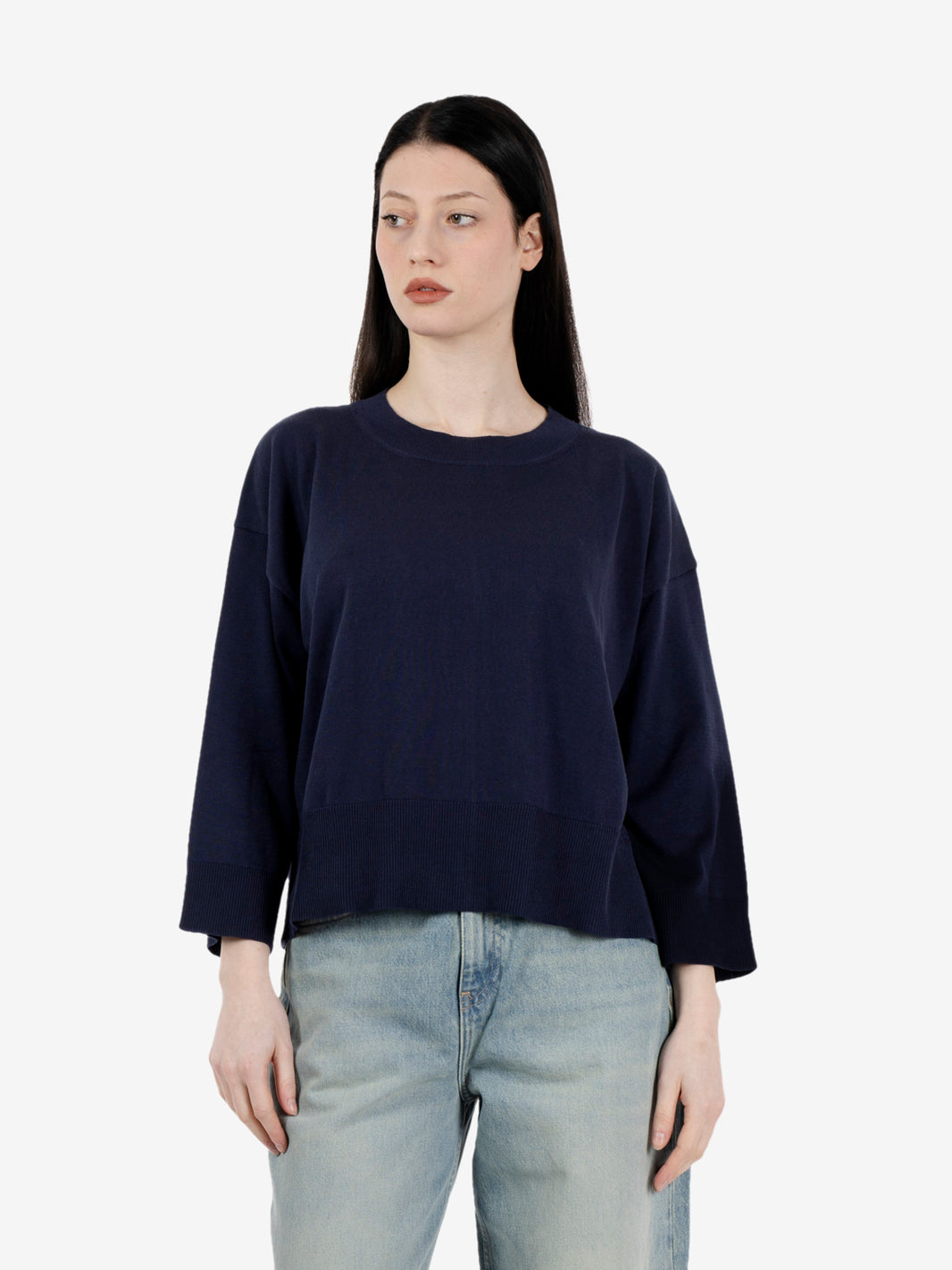 Maglione crop blu