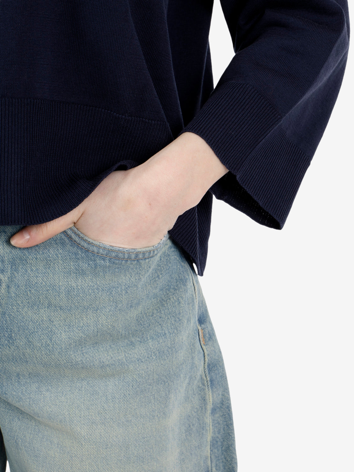 Maglione crop blu